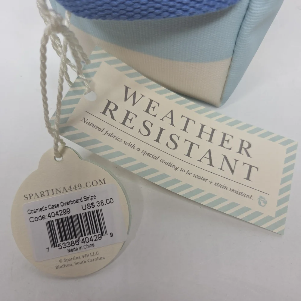 Spartina 449 Cosmetic Case Overboard Stripe Water Stain Resistant NWT